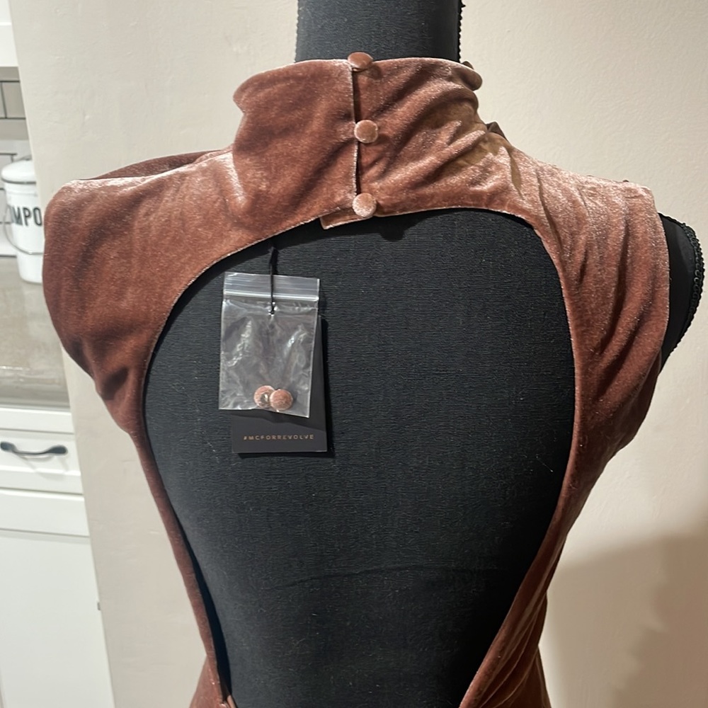 Michael Costello x Revolve Mott Maxi Velvet Mauve Nude Pink Dress NWT - Picture 4 of 11